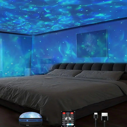 1pc Starry Projector Light With 7 Color Patterns & Remote Control, Polar Projector Night Light For Bedroom Atmosphere