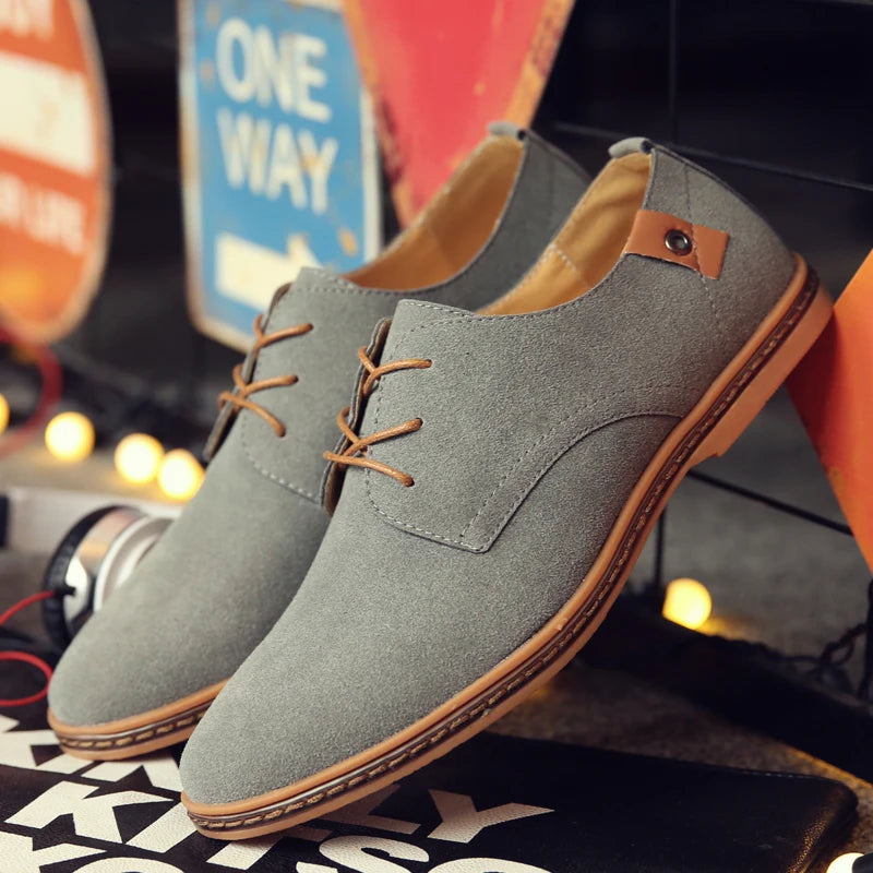 2020 Spring Suede Leather Men Shoes Oxford Casual Shoes Classic Sneakers Comfortable Footwear Dress Shoes Large Size Flats