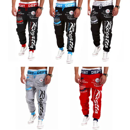 Men's Athletic Jogger Pants with Bold Graphic Prints, Elastic Waistband, and Tapered Fit for Trendy Streetwear Style