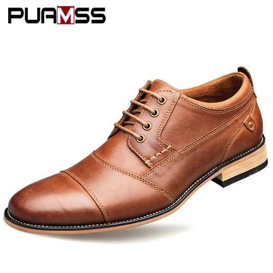 Brand Men Shoes Top Quality Oxfords British Style Men Genuine Leather Dress Shoes Business Formal Shoes Men Flats Plus Size 50