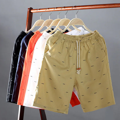 Men's Casual Shorts with Minimalist Print, Elastic Waistband, and Drawstring Closure for Everyday Comfort