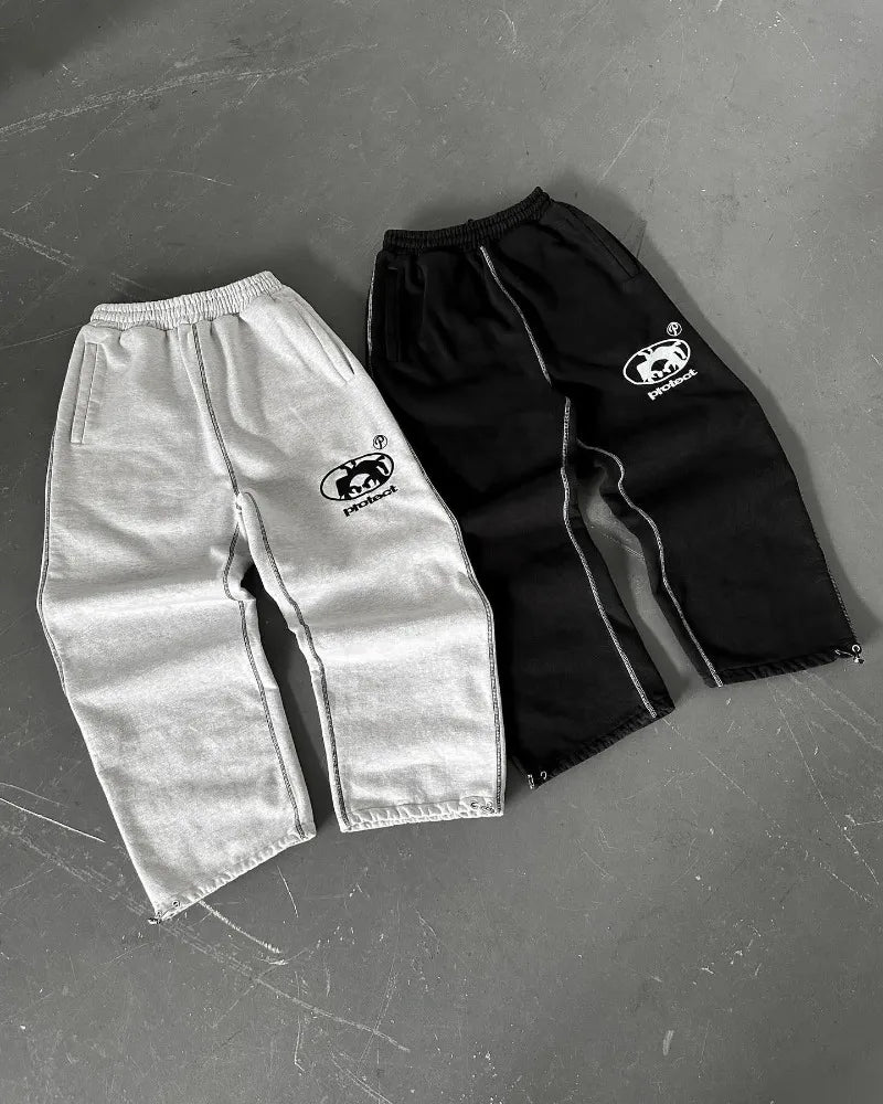 Men's Relaxed-Fit Sweatpants with Embroidered Logo and Adjustable Ankle Zippers