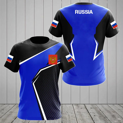 Russia Men's T-shirts Casual Loose Round Neck Russian Flag Short Sleeved Tops Tees Men's Clothing Oversized T shirts Streetwear