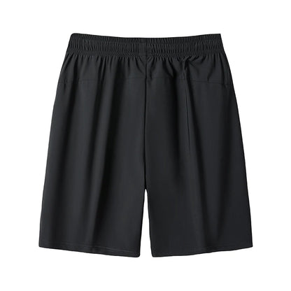 "Men's Lightweight Active Shorts with Elastic Waistband and Adjustable Drawstring, Featuring Zippered Side Pockets for Secure Storage and Versatile Use"