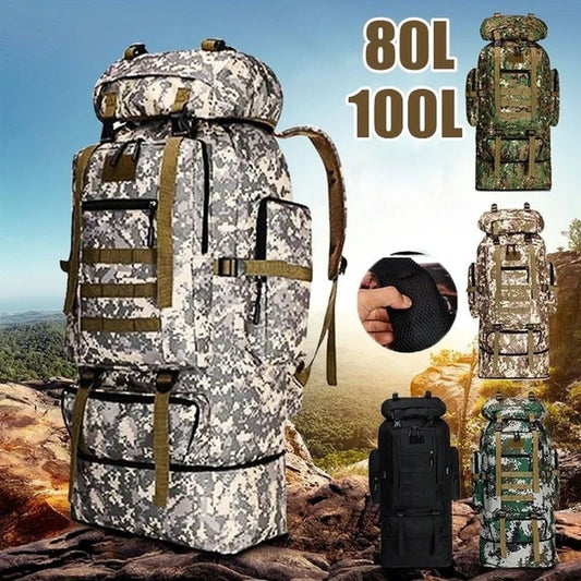 80L/100L  Mountaineering Bag Climb Bag Tactical Backpacks Large Backpack Outdoors Hiking Camping Travel Bags