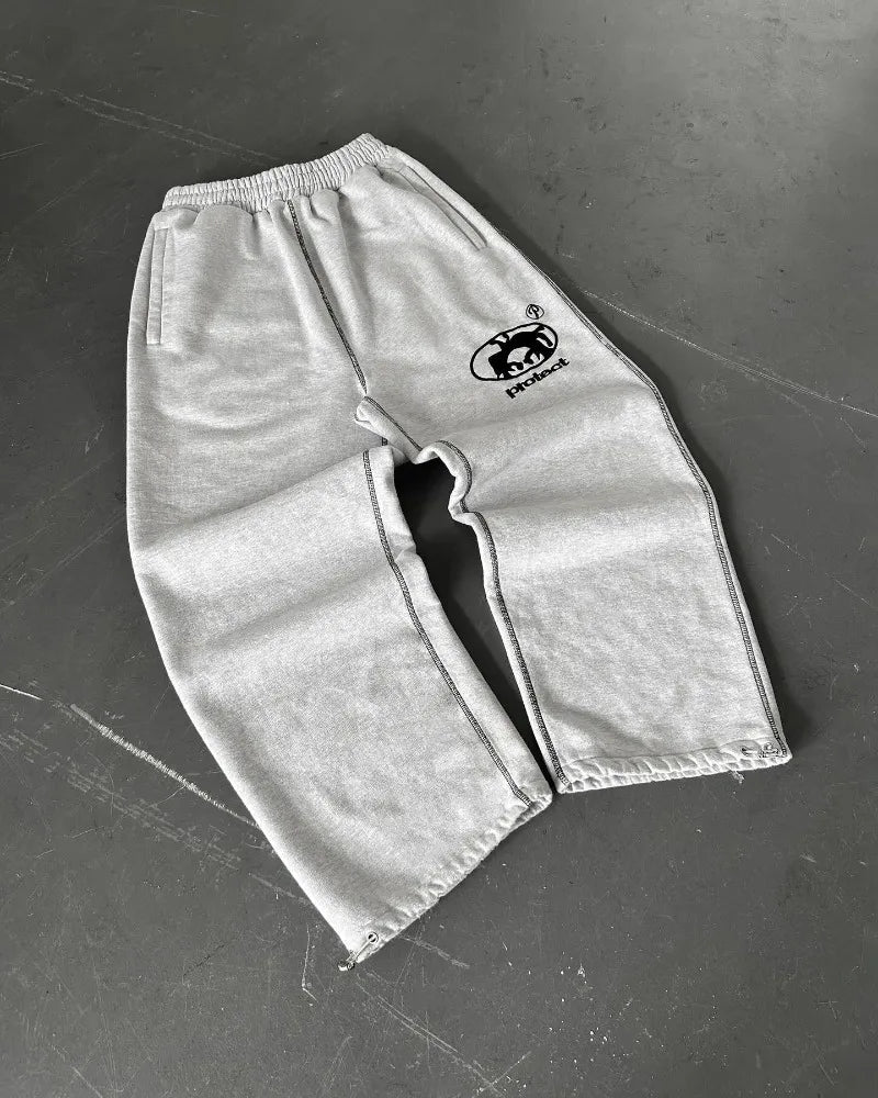 Men's Relaxed-Fit Sweatpants with Embroidered Logo and Adjustable Ankle Zippers