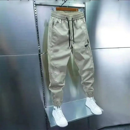 Men's Street Style Cargo Joggers with Elastic Waistband and Multiple Utility Pockets