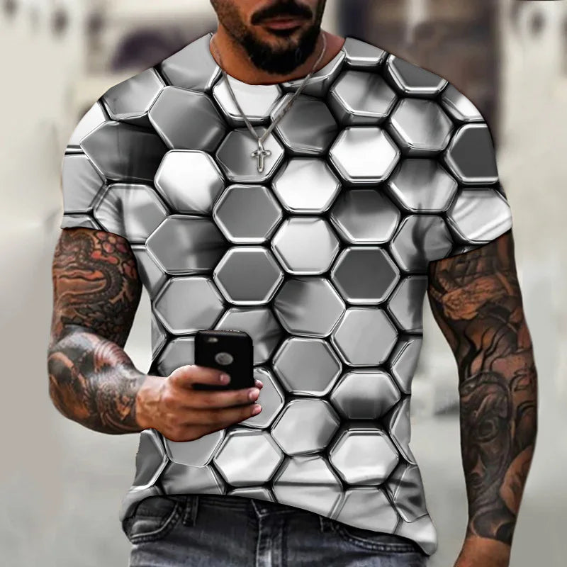 3D T Shirt For Men Fashion Hip Hop O-neck Short Sleeve Tops Abstract Harajuku Men's T-shirts Oversized Tees Shirt Man Clothing