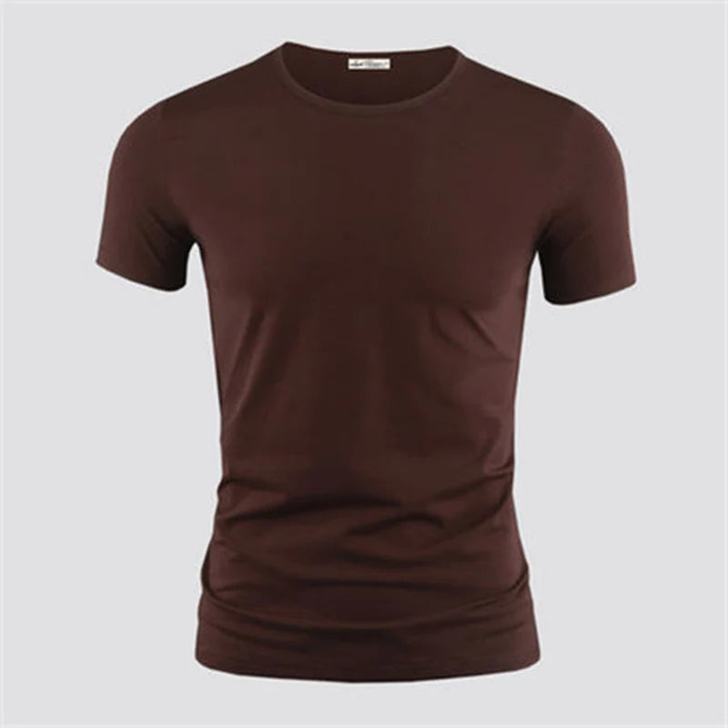 2024 Men's T Shirt Pure Color V Collar Short Sleeved Tops Tees Men T-Shirt Black Tights Man T-Shirts Fitness For Male Clothes