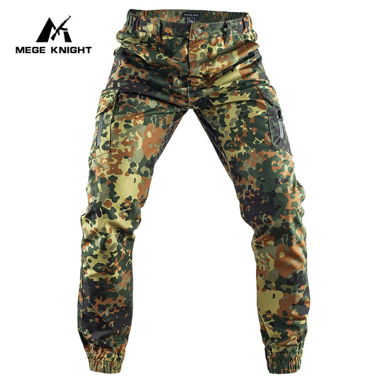 Men's Tactical Cargo Pants with Military-Style Design, Multiple Pockets, and Elastic Cuffs for Outdoor and Survival Activities