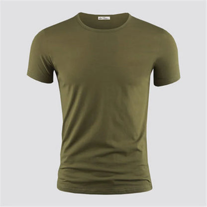 2024 Men's T Shirt Pure Color V Collar Short Sleeved Tops Tees Men T-Shirt Black Tights Man T-Shirts Fitness For Male Clothes