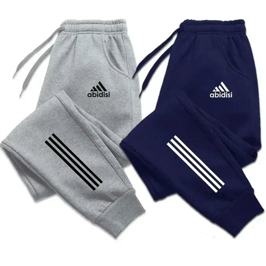 Men's Athletic Jogger Pants with Stripe Detail and Elastic Waistband Featuring Logo Print