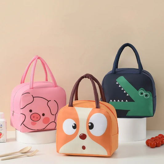 Cartoon Animals Thermal Lunch Bags For Children With Free Shipping Kids Girls Storage Banto Lunchbox Food Bag Insulation Bags