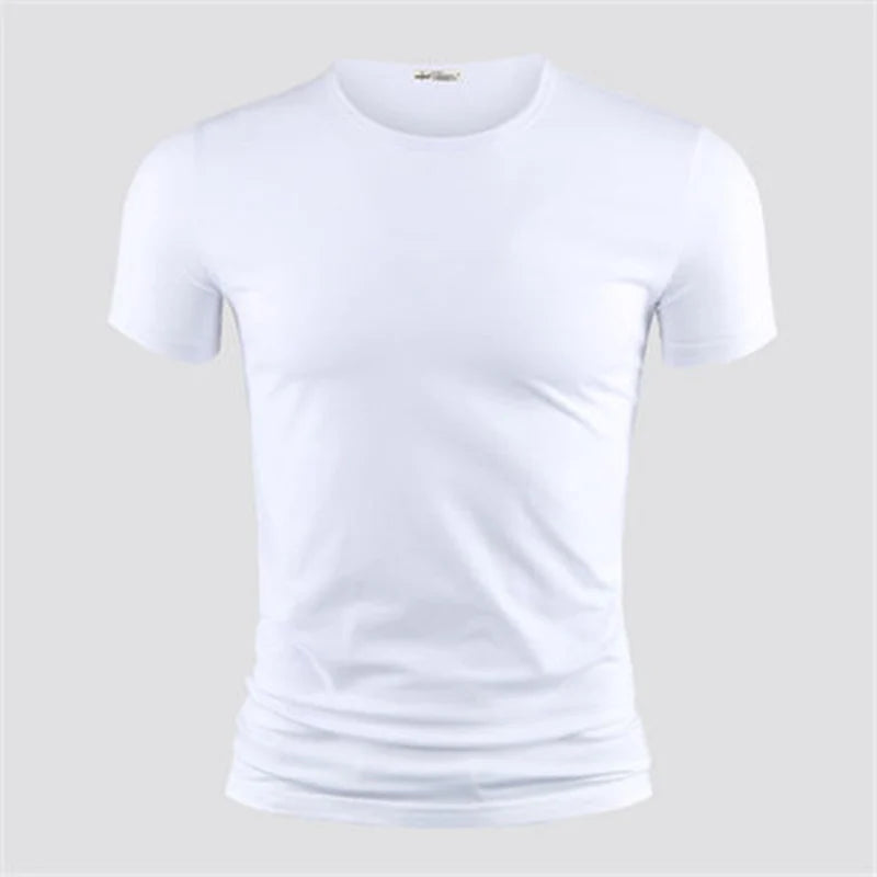 2024 Men's T Shirt Pure Color V Collar Short Sleeved Tops Tees Men T-Shirt Black Tights Man T-Shirts Fitness For Male Clothes