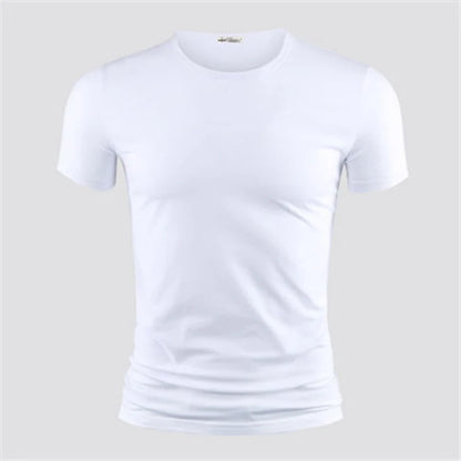 2024 Men's T Shirt Pure Color V Collar Short Sleeved Tops Tees Men T-Shirt Black Tights Man T-Shirts Fitness For Male Clothes