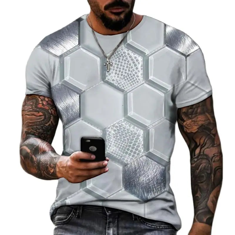 3D T Shirt For Men Fashion Hip Hop O-neck Short Sleeve Tops Abstract Harajuku Men's T-shirts Oversized Tees Shirt Man Clothing