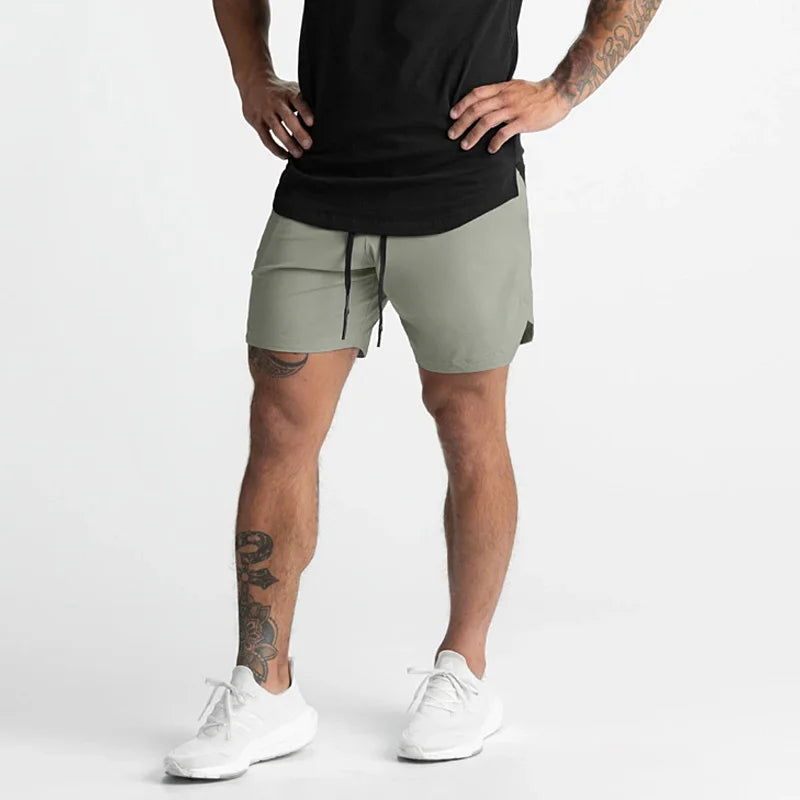 Men's Lightweight Performance Athletic Shorts with Elastic Waistband and Side Pockets