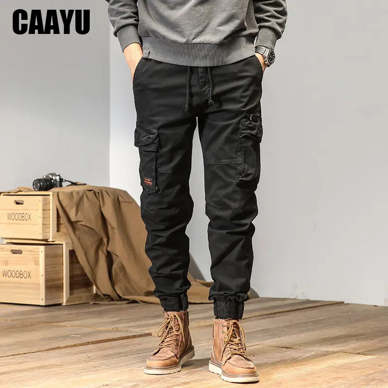 **Men’s Casual Cargo Jogger Pants with Elastic Waist and Multiple Utility Pockets for Outdoor and Everyday Wear**