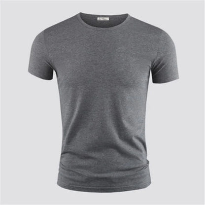 2024 Men's T Shirt Pure Color V Collar Short Sleeved Tops Tees Men T-Shirt Black Tights Man T-Shirts Fitness For Male Clothes