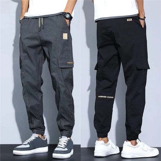 Men's Casual Jogger Pants with Elastic Cuffs and Multiple Pockets for Versatile Style