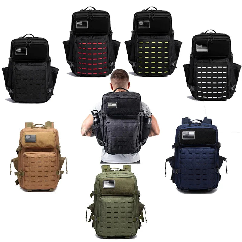 50L Tactical Backpack Bag Hunting MOLLE Backpack GYM For Men EDC Outdoor Hiking Rucksack Witch 2 Bottle Holders