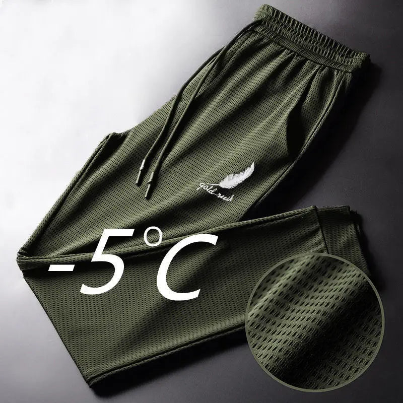 Breathable Cooling Jogger Pants with Elastic Waist and Drawstring for Comfortable Active Wear