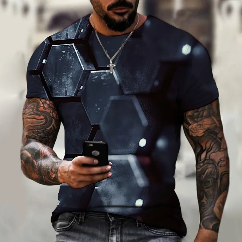 3D T Shirt For Men Fashion Hip Hop O-neck Short Sleeve Tops Abstract Harajuku Men's T-shirts Oversized Tees Shirt Man Clothing