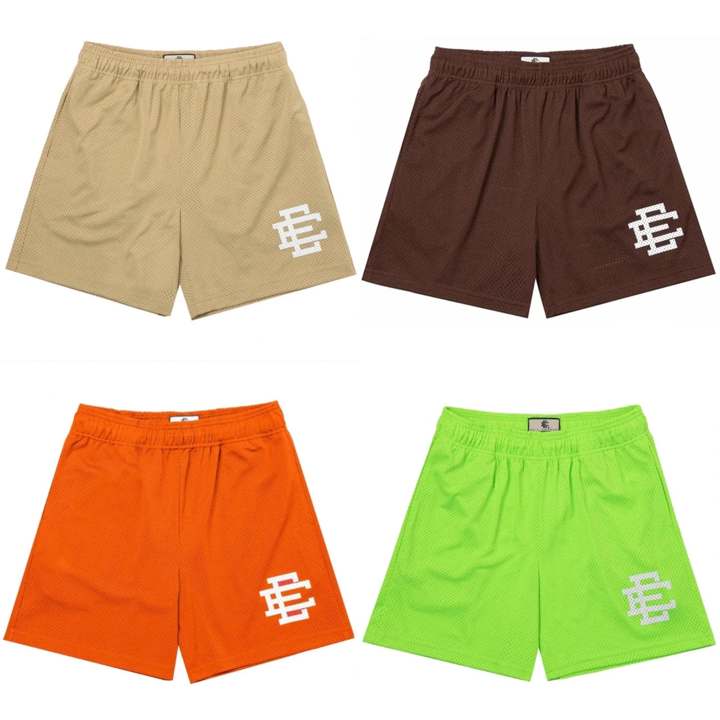 Men's Athletic Mesh Shorts with Embroidered Logo and Elastic Waistband for Comfortable Fit