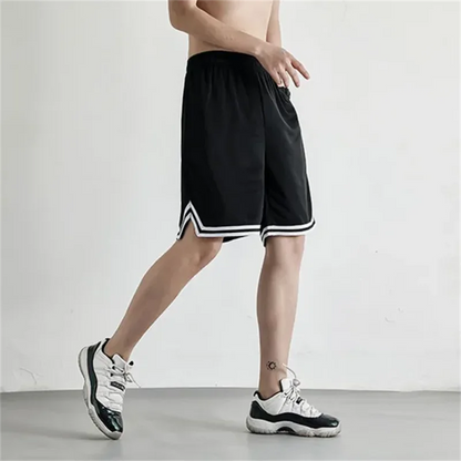 Men's Lightweight Basketball Shorts with Contrast Trim and Adjustable Drawstring Waist