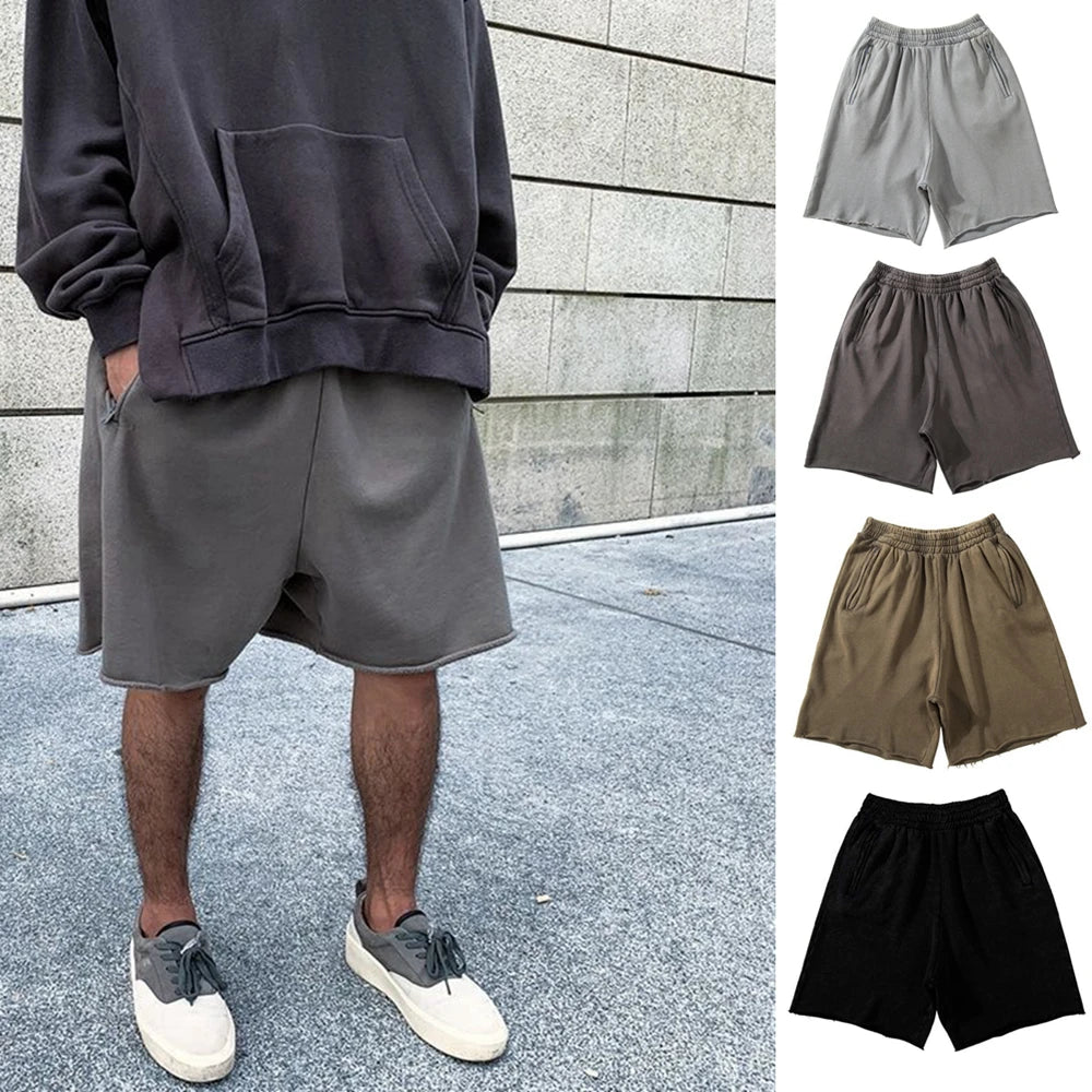 Relaxed-Fit Men's Casual Shorts with Elastic Waistband and Side Pockets for Everyday Comfort