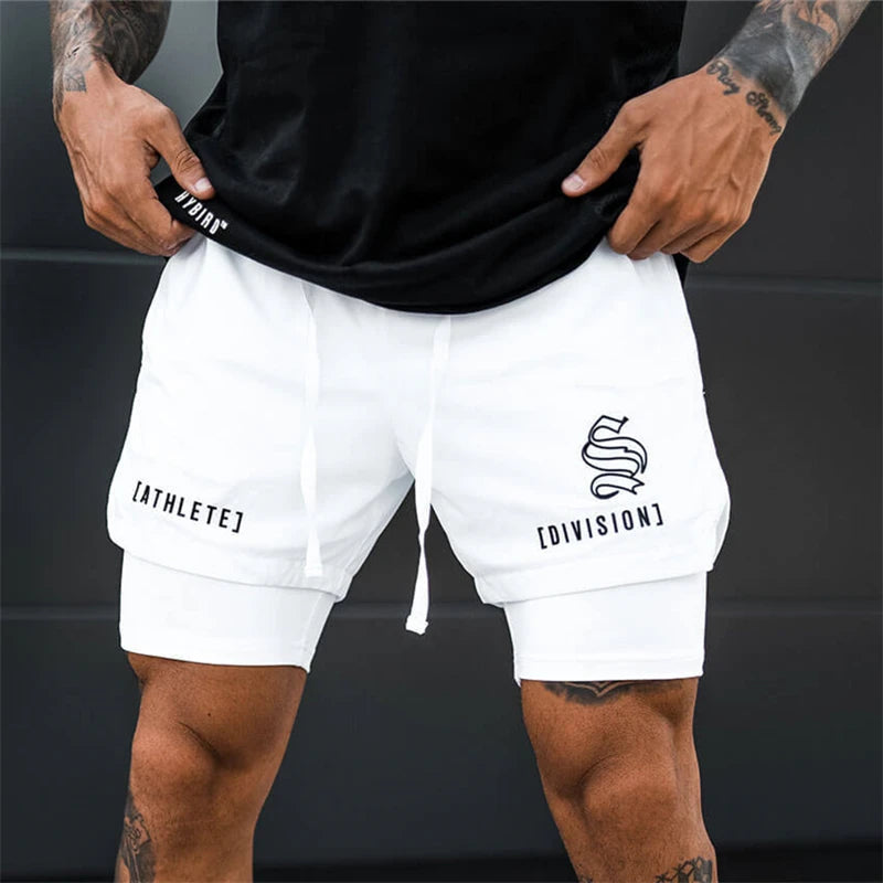 Men's Athletic Shorts with Graphic Print, Elastic Waistband, and Drawstring for Gym, Fitness, and Casual Wear