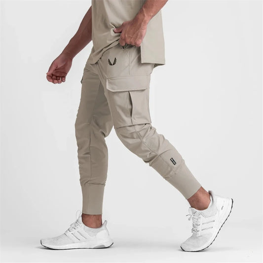 Men's Tapered Fit Cargo Joggers with Multi-Functional Pockets and Elastic Cuffs