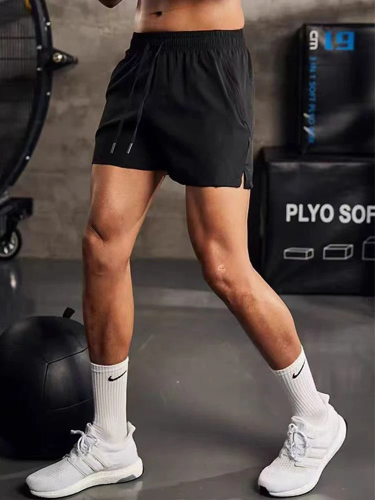 Men's Athletic Training Shorts with Elastic Waistband, Drawstring Closure, and Side Vents for Enhanced Mobility