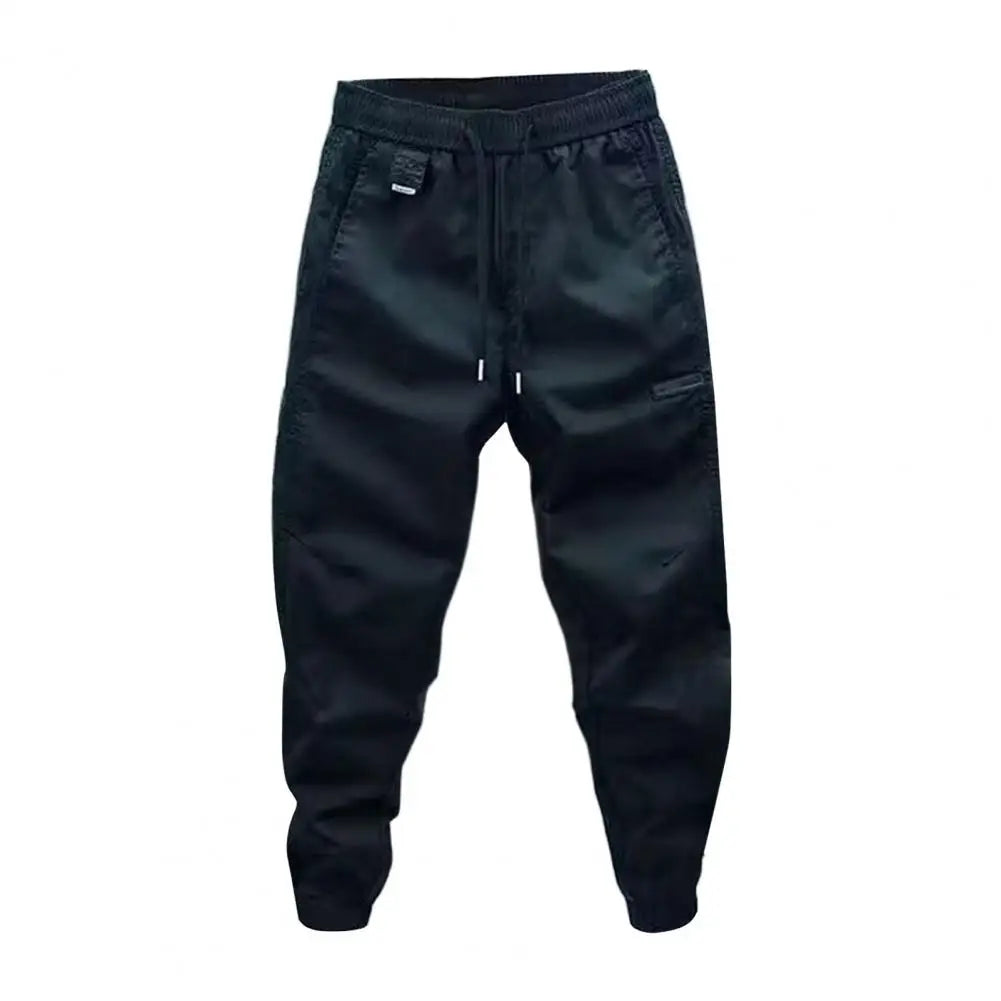 Men's Street Style Cargo Joggers with Elastic Waistband and Multiple Utility Pockets