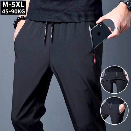 Athletic Jogger Pants with Zippered Pockets and Adjustable Drawstring Waist for Men, Available in M-5XL Sizes