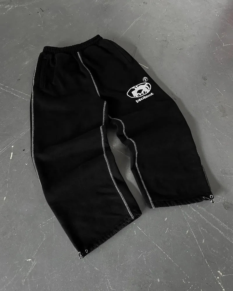 Men's Relaxed-Fit Sweatpants with Embroidered Logo and Adjustable Ankle Zippers